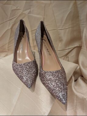 Pink Glitter Pointed-Toe Women's Pumps